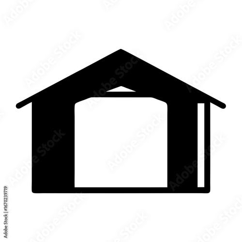 Simple black and white dog house illustration for various design purposes