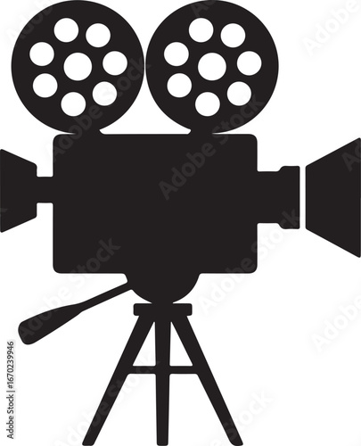 Vintage Film Projector Silhouette Vector for Retro Cinema Posters and Graphic Design