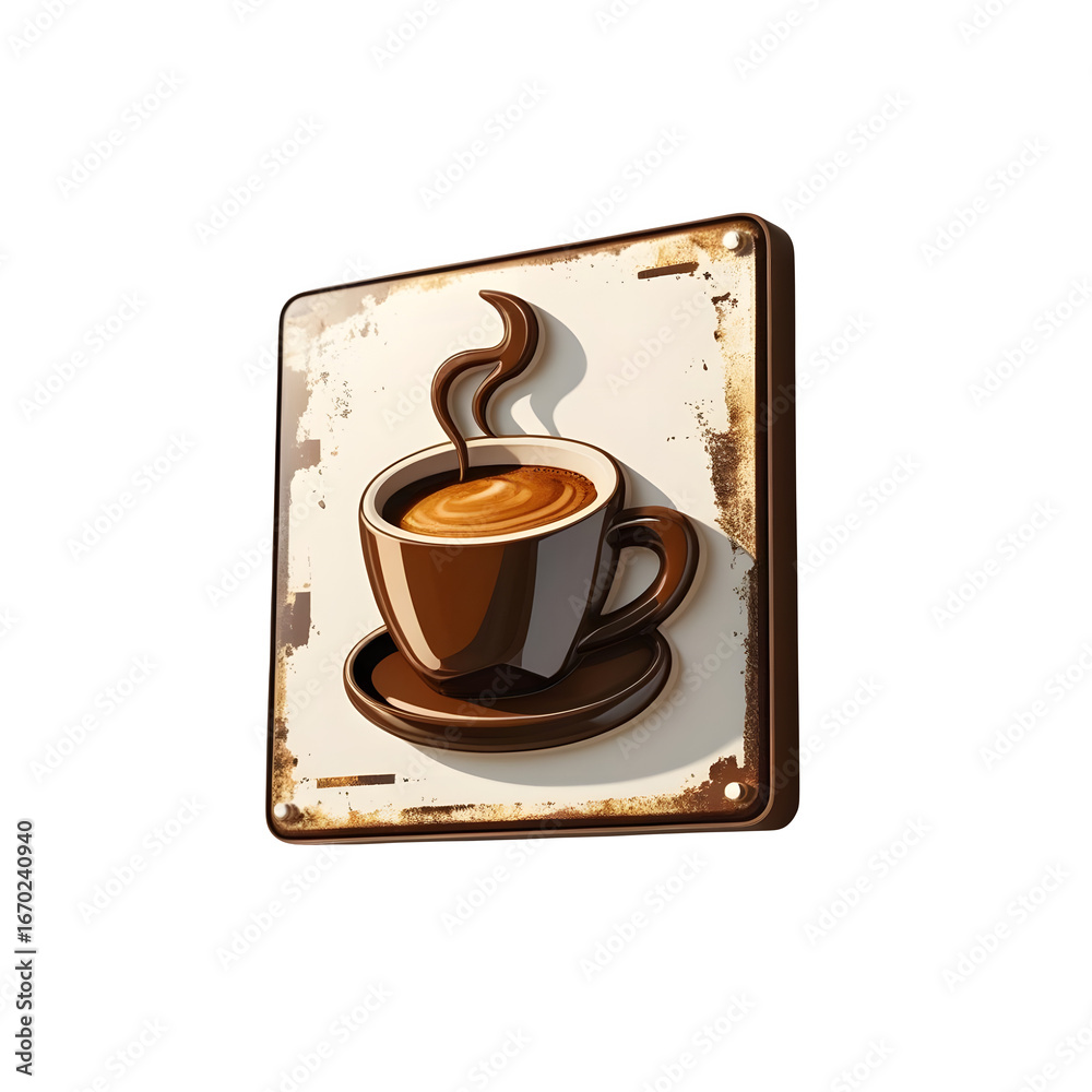 Obraz premium 3D icon of a coffee shop signboard with cup illustration