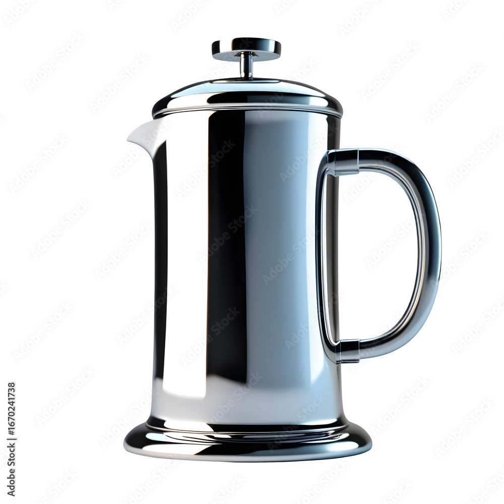 Fototapeta premium 3D icon of French press coffee maker, elegant tone