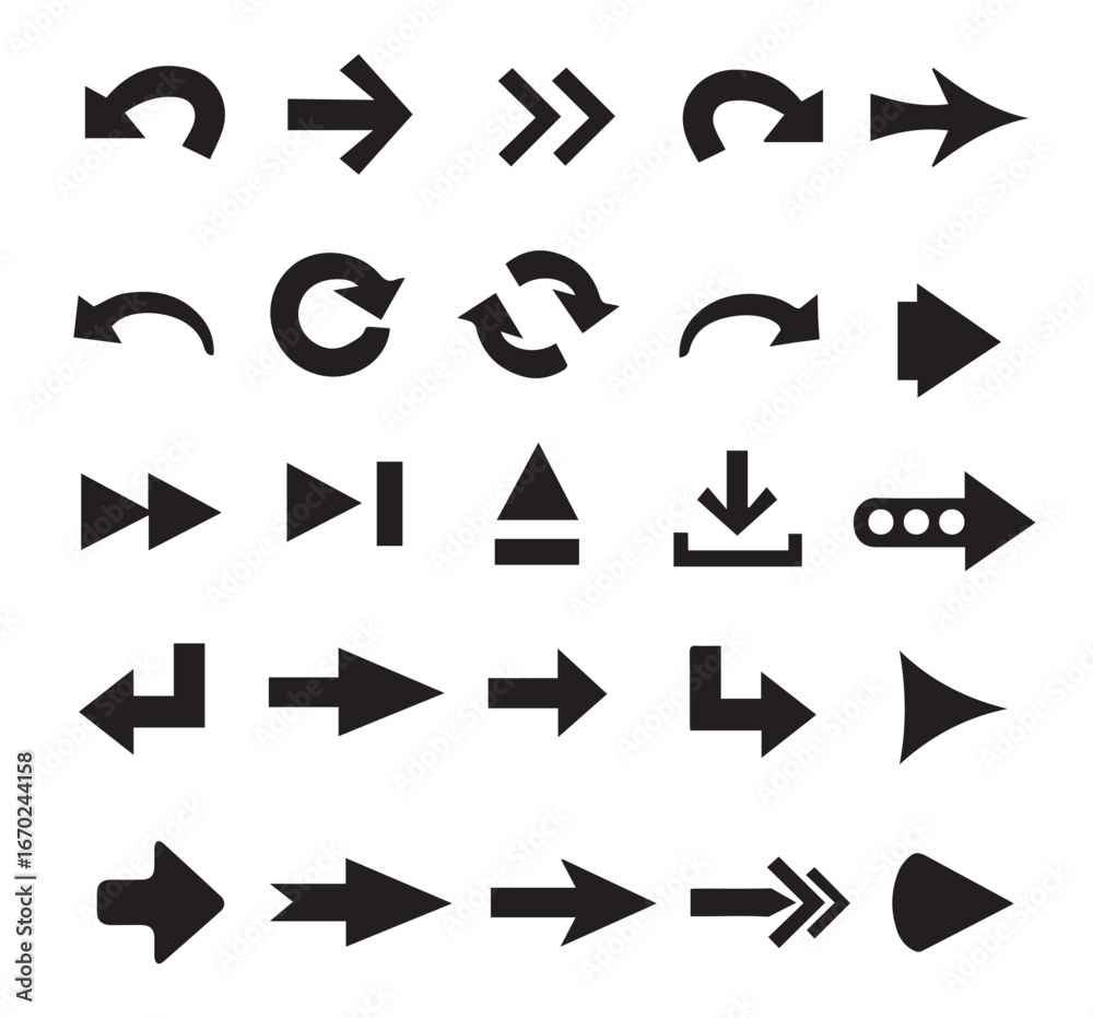Arrow shapes. Set of 25 arrow shape variations