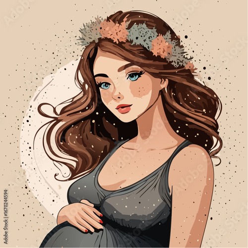 A pregnant mother gently caressing her belly