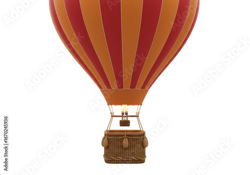 Isolated Hot Air Balloon with Basket ready to Fly on a clear Day, Fun Adventure Ride
