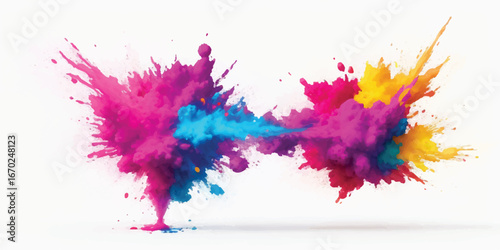 Creative watercolor explosion illustration with bold colorful stains and abstract splashes, modern vibrant artwork for stock image, poster design, flyer background, web template and presentation use