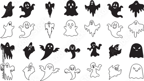 ghost, halloween, spooky, scary, boo, spirit, phantom, apparition, monster, creature, character, icon, silhouette, outline, drawing, illustration, cartoon, funny, cute, creepy, haunted, supernatural, 