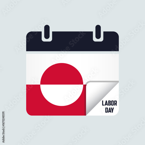 Greenland Labor Day Calendar Flag Illustration