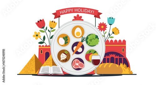 Celebrate Passover with a beautiful Seder plate and traditional symbols for a meaningful holiday meal