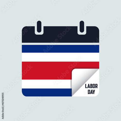 Costa Rica Labor Day Calendar Flag Illustration