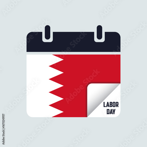 Bahrain Labor Day Calendar Flag Illustration