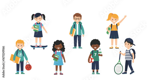 Diverse group of smiling students ready for school, embodying youthful energy and educational enthusiasm