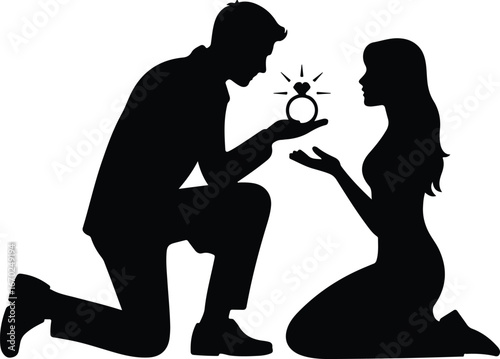Man proposes with ring, woman accepts proposal joyfully