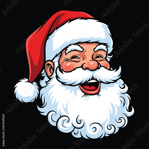 Jolly Santa Claus Head Illustration - Christmas Cheer