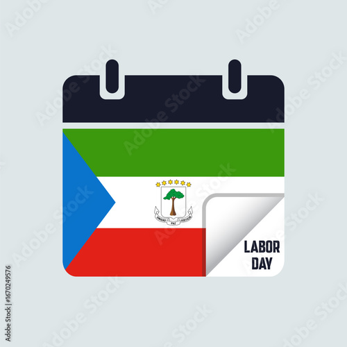 Equatorial Guinea Labor Day Calendar Flag Illustration