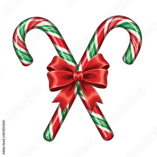 Festive Holiday Candy Canes Tied with a Bright Red Bow