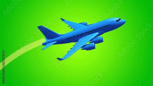 Wallpaper Mural Blue Airplane Soaring Through Green Sky Flight with Travel, Transportation, and Vector Illustration. Torontodigital.ca