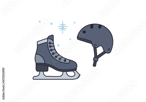Ice Skating Helmet Icon Winter Sports Safety Gear Flat Design
