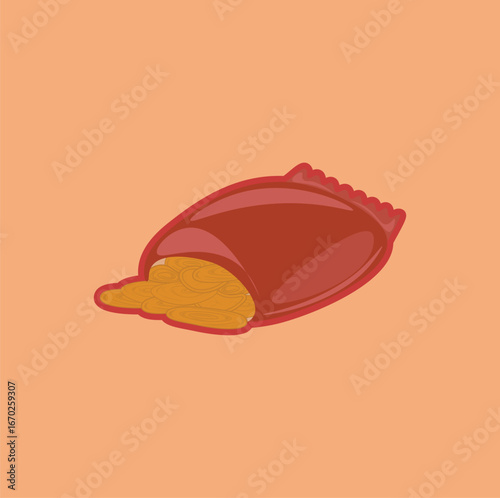 illustration of sweet potato chips, or cassava chips, snacks, for playing, holidays, fun activities, cute in cartoon style