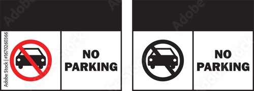 no parking, parking sign, car, automobile, traffic sign, prohibition, forbidden, restricted, warning, symbol, icon, text, lettering, white background, isolated, red circle, black circle, vector, graph