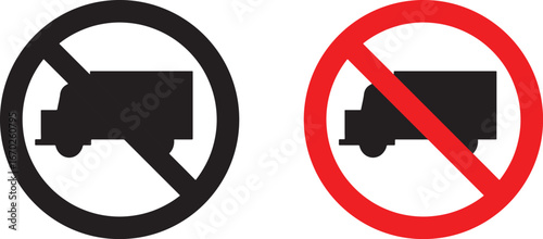 truck, lorry, vehicle, prohibition, forbidden, sign, traffic, road, regulation, restriction, warning, information, symbol, circular, black, red, white background, isolated, no entry, transportation, s