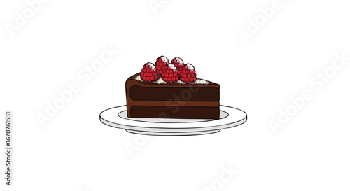 Delicious Chocolate Cake Slice with Strawberries Stock Photo