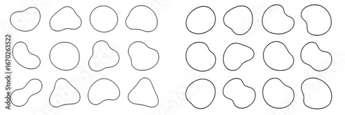 Shapes and outlines arranged in a grid showcasing creative designs suitable for artists and designers in a workshop setting