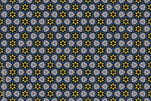 Seamless Luxury Graphic Textile Art Template Perspective Design Decoration Tile Texture Symmetric Endless Fashion Background Cloth Geometric Digital Shape Wallpaper Visual Interior Fabric Pattern.