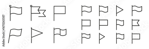Collection of varied flag designs featuring different shapes and orientations for creative applications