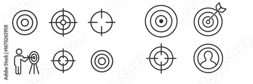 Various target icons representing precision and focus in different contexts displayed in a clean layout