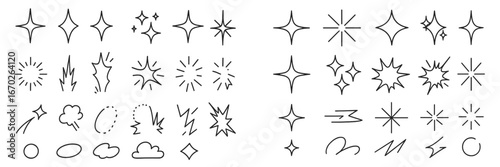 Hand-drawn sparkles and effects to enhance design projects for creative artists and graphic designers