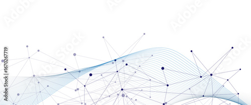 Abstract tech network connection dots. Digital technology and big data analysis background. White background with plexus lines. Geometric background with abstract meshabstract vector background