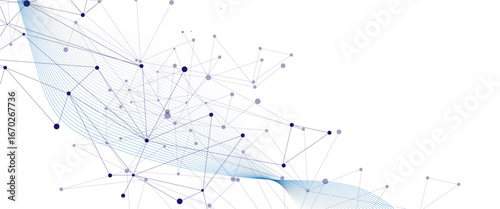 Abstract tech network connection dots. Digital technology and big data analysis background. White background with plexus lines. Geometric background with abstract abstract grunge background