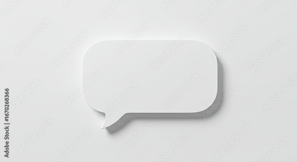 Fototapeta premium Empty white speech bubble with soft shadow on white background