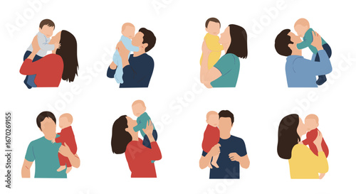 Joyful family moments capturing tender parent child interactions with affectionate kisses and playful lifts