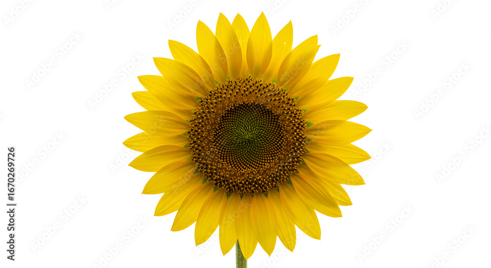 Fototapeta premium Vibrant Sunflower Bloom Against a Clean White Background