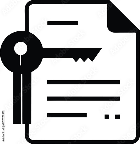 Document with a key symbol representing access to information