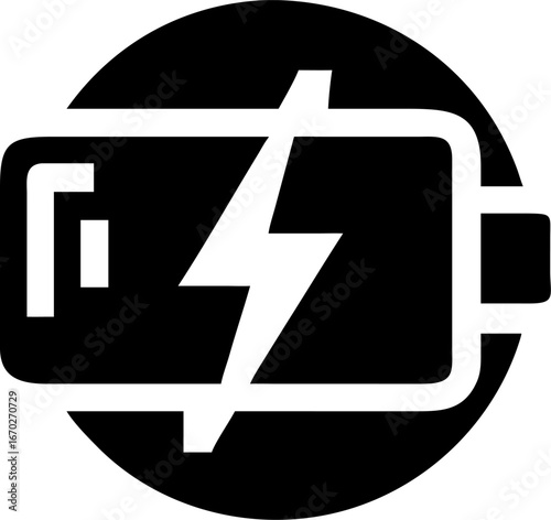 Dynamic fast charging battery icon for energy and technology concepts