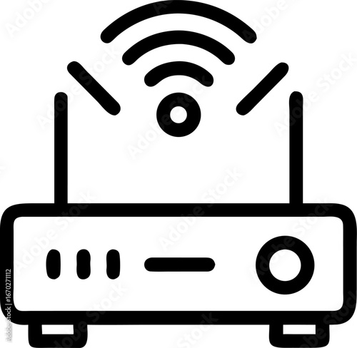 Modern wireless router and wi fi signal icon for connectivity and networking
