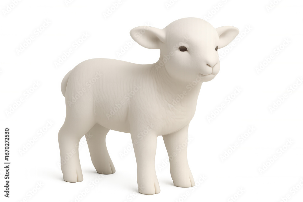 Naklejka premium Newborn lamb standing with soft woolly fleece, detailed 3d rendering presenting pure innocence against transparent backdrop