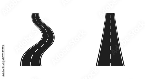 Straight and Winding Road Illustrations for Transportation and Navigation Concepts