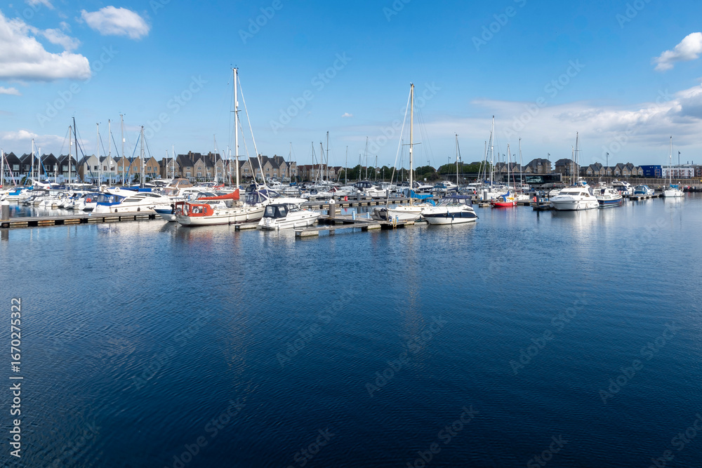 Fototapeta premium Moored boats at Chatham marina in North Kent