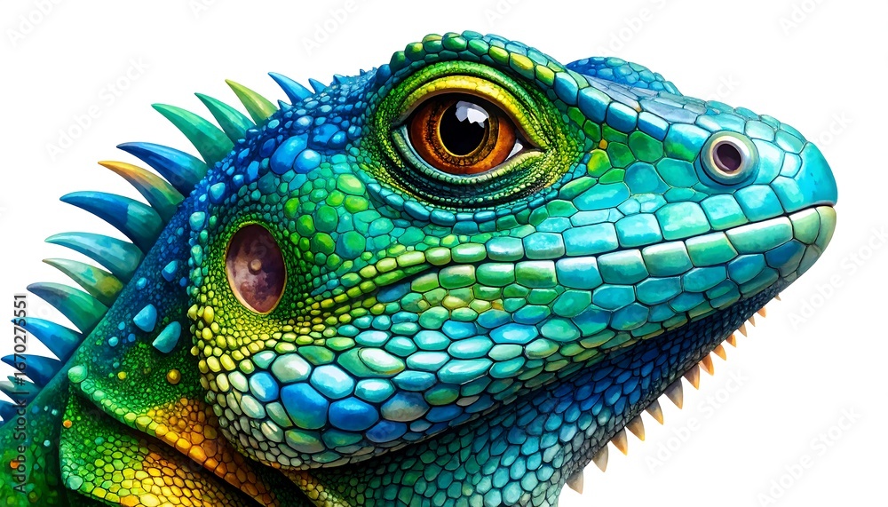 Obraz premium Close-up colorful lizard head