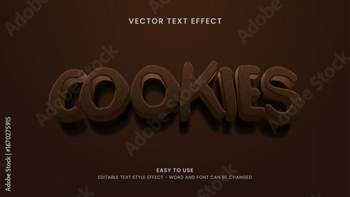 editable text effect cookies 3d style premium vector