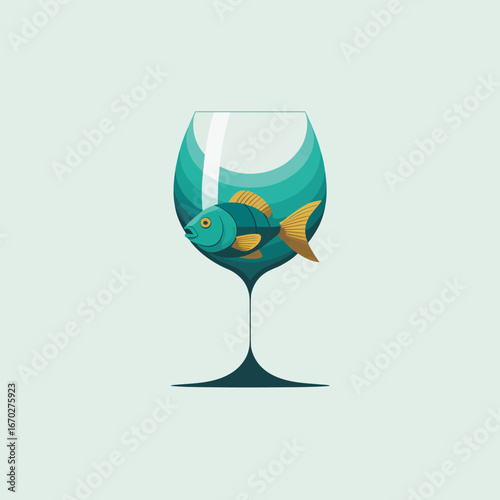 Transparent crystal goblets with red wine and clear champagne reflect a celebration