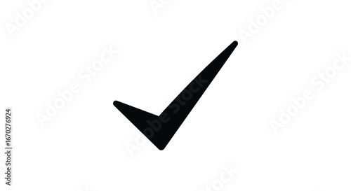 Black Check Mark Icon on White Background Representing Approval and Completion