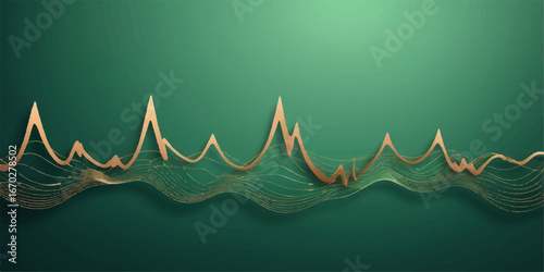 An abstract cardiogram vector design on a green background
