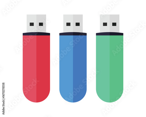 Flat vector illustration of a USB flash drive on a white background