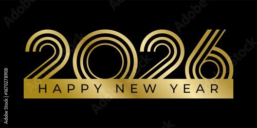 2026 Happy New Year design vector illustration. Unique 2026 logo design template