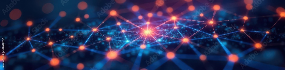 Fototapeta premium Interconnected nodes and lines forming a complex web, symbolizing mental health research , scientific research, Mental health research