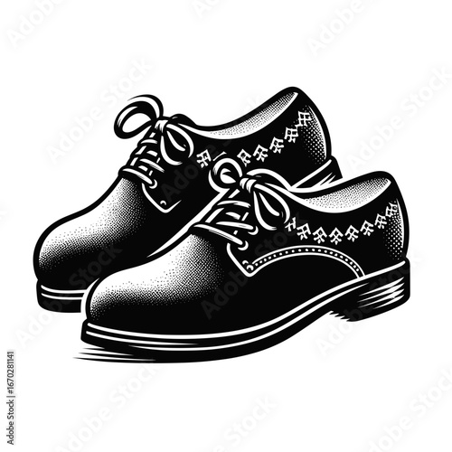 Black and white illustration of classic shoes