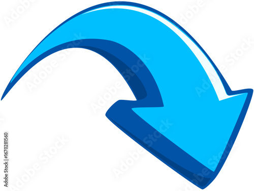 Curved blue arrow